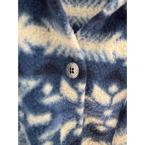 VTG Alpine Ridge Fleece Sweater Cardigan M Blue Aztec Southwestern Scalloped hem - Picture 3 of 11